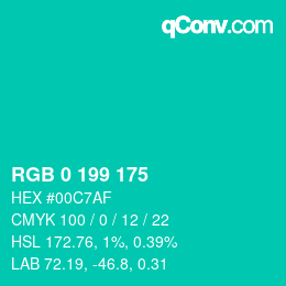 Código de color: RGB 0 199 175 | qconv.com