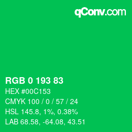 カラーコード: RGB 0 193 83 | qconv.com