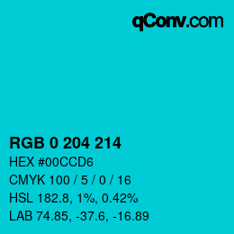 Color code: RGB 0 204 214 | qconv.com