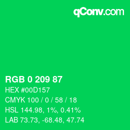 カラーコード: RGB 0 209 87 | qconv.com