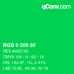 カラーコード: RGB 0 209 80 | qconv.com