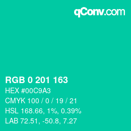 Código de color: RGB 0 201 163 | qconv.com