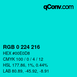 Código de color: RGB 0 224 216 | qconv.com