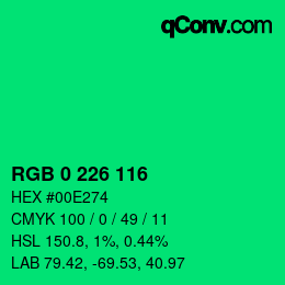 Code couleur: RGB 0 226 116 | qconv.com