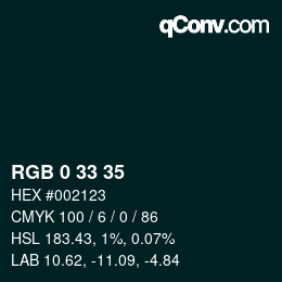 カラーコード: RGB 0 33 35 | qconv.com