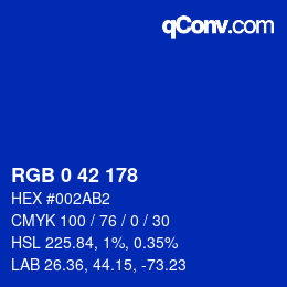 カラーコード: RGB 0 42 178 | qconv.com