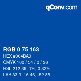 カラーコード: RGB 0 75 163 | qconv.com