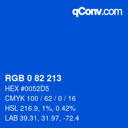 カラーコード: RGB 0 82 213 | qconv.com