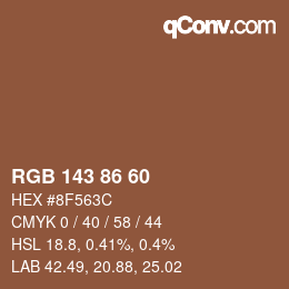 Color code: RGB 143 86 60 | qconv.com