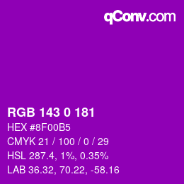 Código de color: RGB 143 0 181 | qconv.com