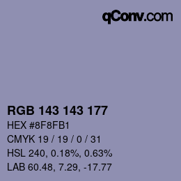 Código de color: RGB 143 143 177 | qconv.com