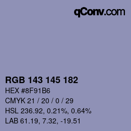 Color code: RGB 143 145 182 | qconv.com