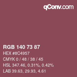 Color code: RGB 140 73 87 | qconv.com