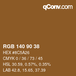 Código de color: RGB 140 90 38 | qconv.com