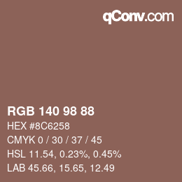 Código de color: RGB 140 98 88 | qconv.com