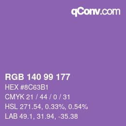 Color code: RGB 140 99 177 | qconv.com