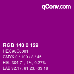 Code couleur: RGB 140 0 129 | qconv.com