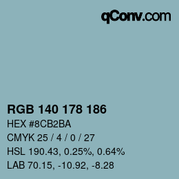 Color code: RGB 140 178 186 | qconv.com