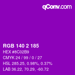 Code couleur: RGB 140 2 185 | qconv.com