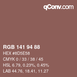 Code couleur: RGB 141 94 88 | qconv.com