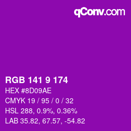 カラーコード: RGB 141 9 174 | qconv.com