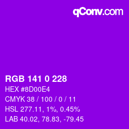 Farbcode: RGB 141 0 228 | qconv.com