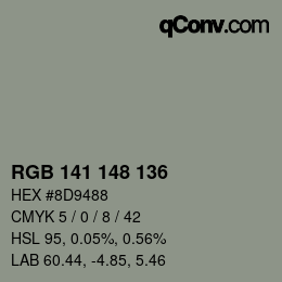 Color code: RGB 141 148 136 | qconv.com