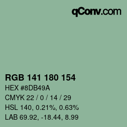 Color code: RGB 141 180 154 | qconv.com