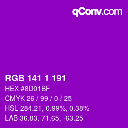 Code couleur: RGB 141 1 191 | qconv.com