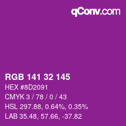 Color code: RGB 141 32 145 | qconv.com