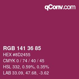 Color code: RGB 141 36 85 | qconv.com