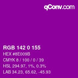 Color code: RGB 142 0 155 | qconv.com