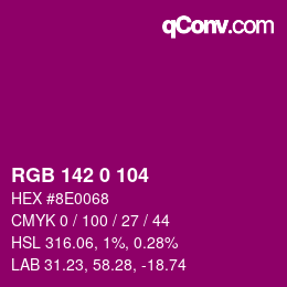 Color code: RGB 142 0 104 | qconv.com