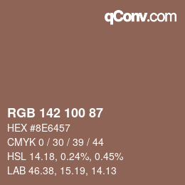 Color code: RGB 142 100 87 | qconv.com