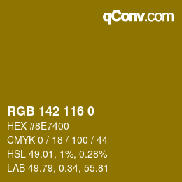 Código de color: RGB 142 116 0 | qconv.com