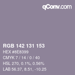 Código de color: RGB 142 131 153 | qconv.com