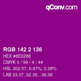 Farbcode: RGB 142 2 136 | qconv.com