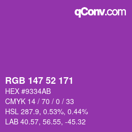 Código de color: RGB 147 52 171 | qconv.com