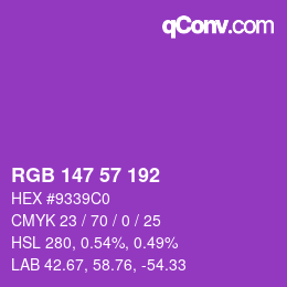 Code couleur: RGB 147 57 192 | qconv.com