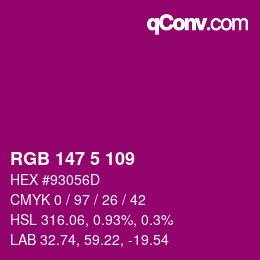 Código de color: RGB 147 5 109 | qconv.com