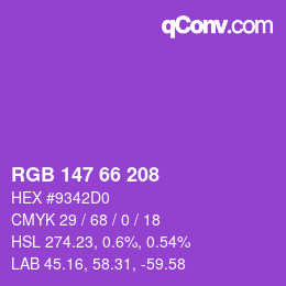 Color code: RGB 147 66 208 | qconv.com