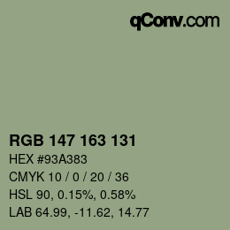 Código de color: RGB 147 163 131 | qconv.com