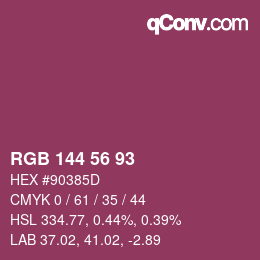 Color code: RGB 144 56 93 | qconv.com