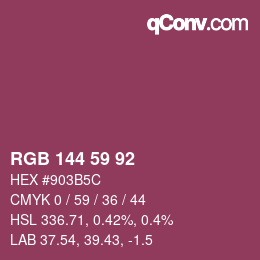 Color code: RGB 144 59 92 | qconv.com