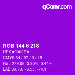 Code couleur: RGB 144 6 218 | qconv.com