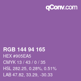 Farbcode: RGB 144 94 165 | qconv.com