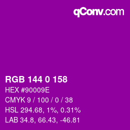 カラーコード: RGB 144 0 158 | qconv.com