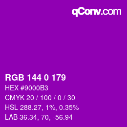 Color code: RGB 144 0 179 | qconv.com