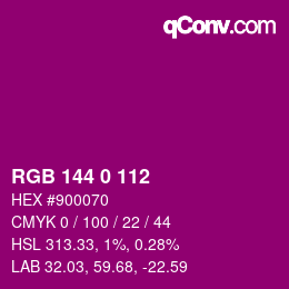 Color code: RGB 144 0 112 | qconv.com