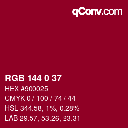 Color code: RGB 144 0 37 | qconv.com